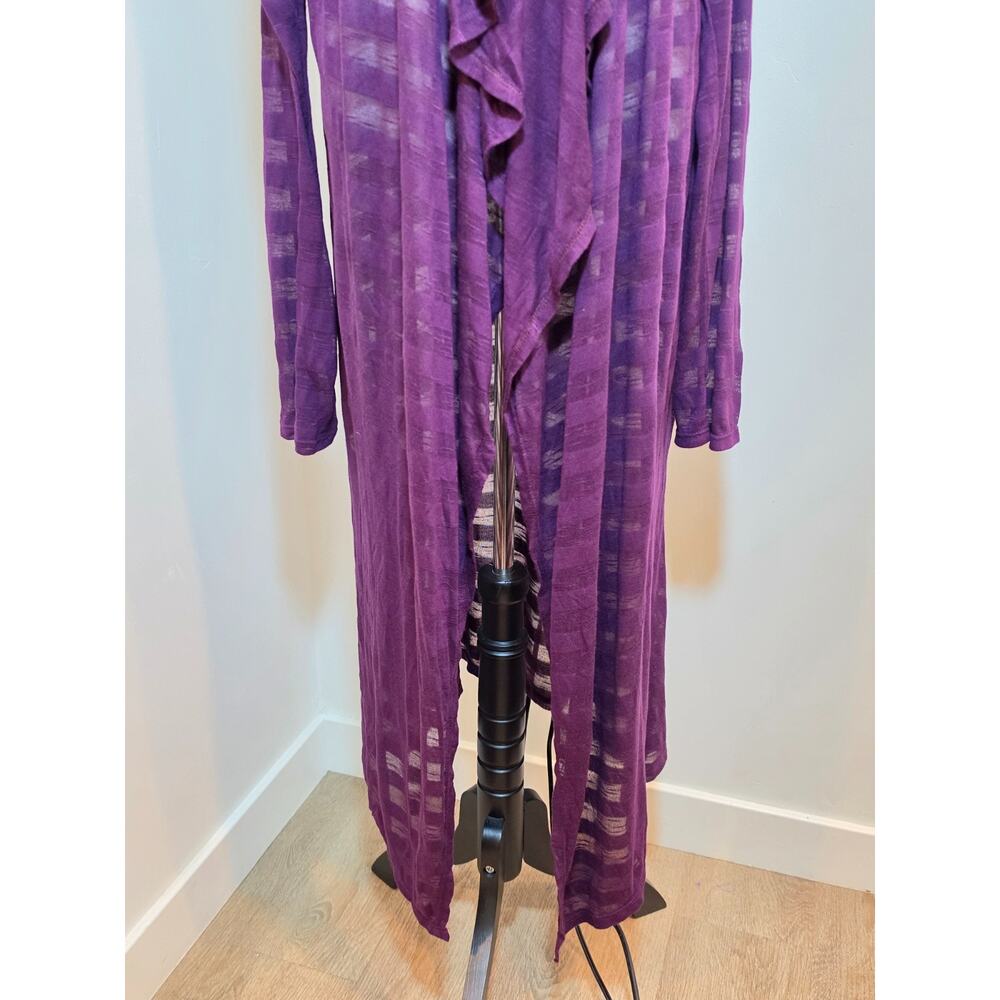 Plus Size Long Sleeve Cardigan Duster Open Front Lightweight Purple 4X Sheer - Picture 3 of 8
